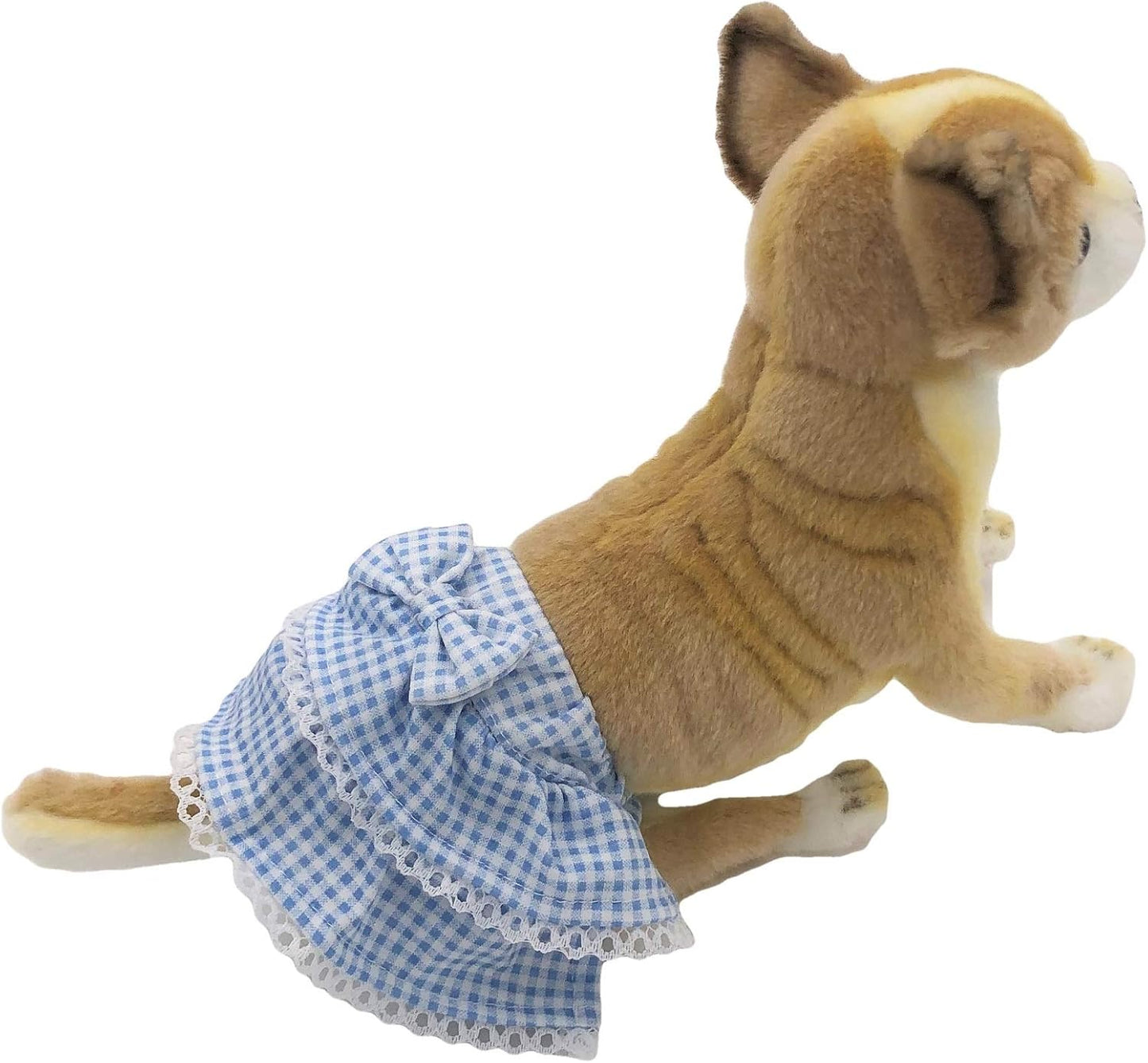 Dog Skirt Diaper Female Sanitary Pant Dress Ruffles Cotton Small Pet Cat (Blue, Medium: Waist 8" - 11")