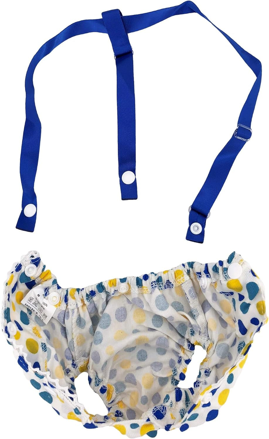 Female Dog Diaper with Suspenders Cotton Reusable Washable for Small Dog Breeds (Pack of 2 Colors, Large: Waist 16" - 18")