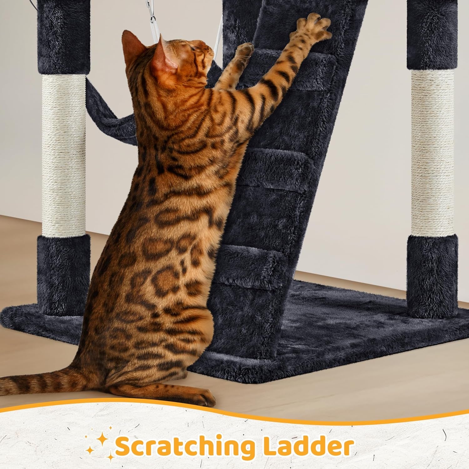 54In Cat Tree Cat Tower as Activity Center, Indoor Cats and Kittens Playing House with Funny Hammock Basket Scratching Post