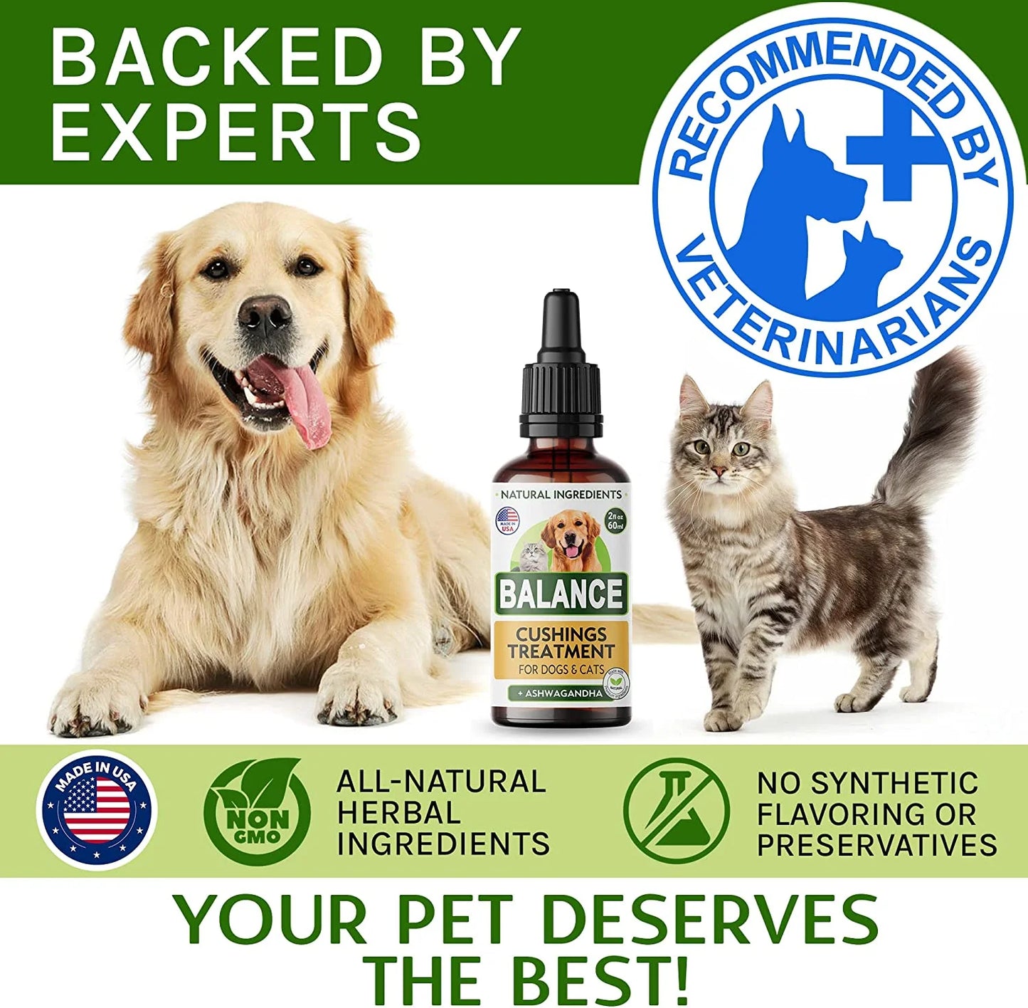 Аdrenal Balance for Dogs and Cats - Cushings Treatment for Pets, Аdrenal Support W/Ashwagandha, Licorice Root, Rhodiola Rosea – Best Cushings Treatment for Dogs - 2Oz Harmony Herbal Drops