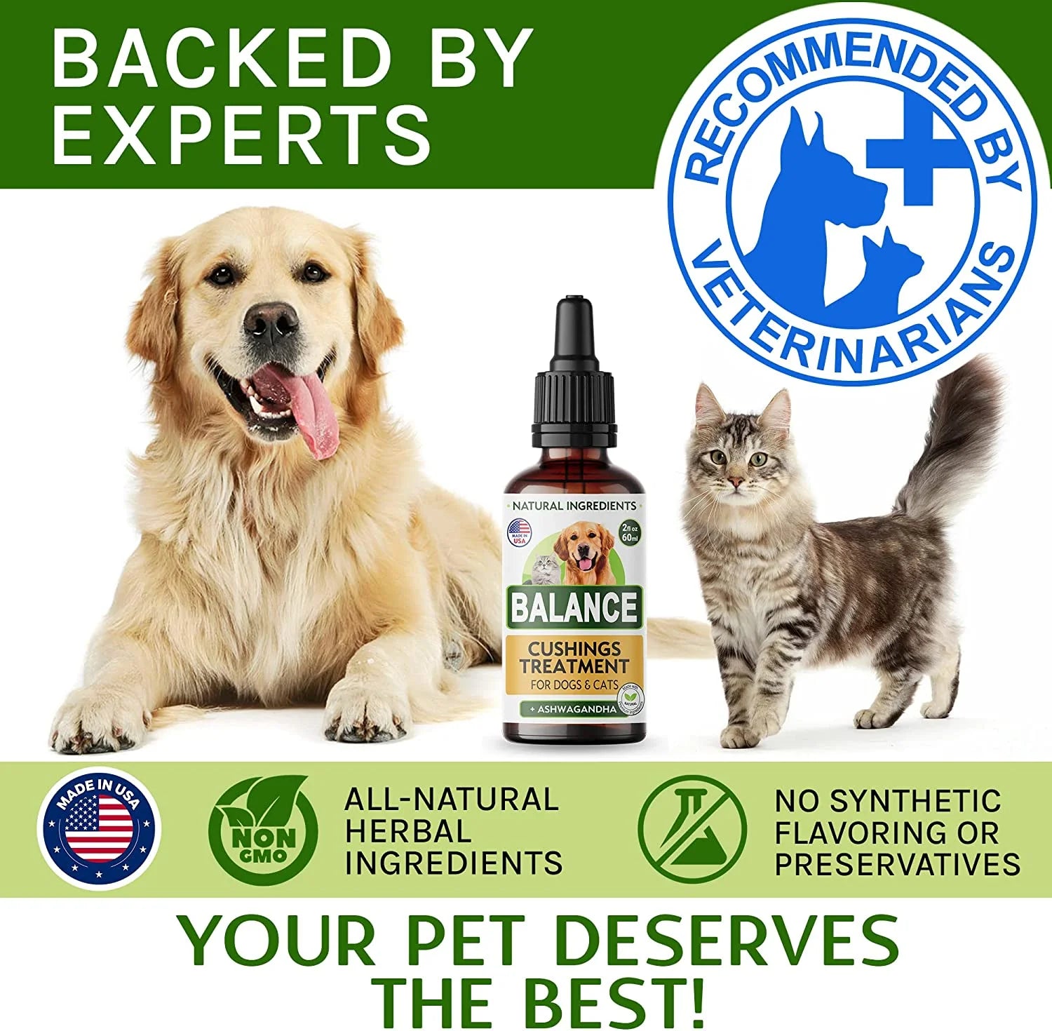 Аdrenal Balance for Dogs and Cats - Cushings Treatment for Pets, Аdrenal Support W/Ashwagandha, Licorice Root, Rhodiola Rosea – Best Cushings Treatment for Dogs - 2Oz Harmony Herbal Drops