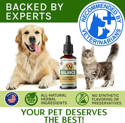 Аdrenal Balance for Dogs and Cats - Cushings Treatment for Pets, Аdrenal Support W/Ashwagandha, Licorice Root, Rhodiola Rosea – Best Cushings Treatment for Dogs - 2Oz Harmony Herbal Drops