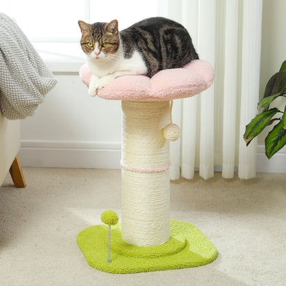 Flower Cat Scratching Post Small Cat Tree Tower Cat Scratcher for Indoor Cats with Super Thick Scratching Post Removable Cat Bed