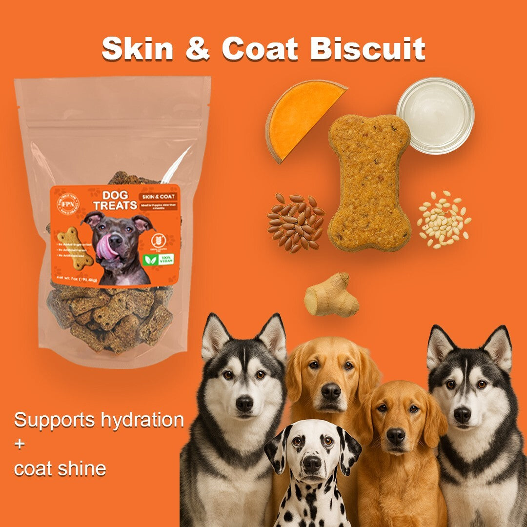 Dog Treats –Skin&Coat Treats Grain-Free Natural Human-Grade Dog Biscuits 7Oz-Fpn
