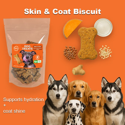 Dog Treats –Skin&Coat Treats Grain-Free Natural Human-Grade Dog Biscuits 7Oz-Fpn