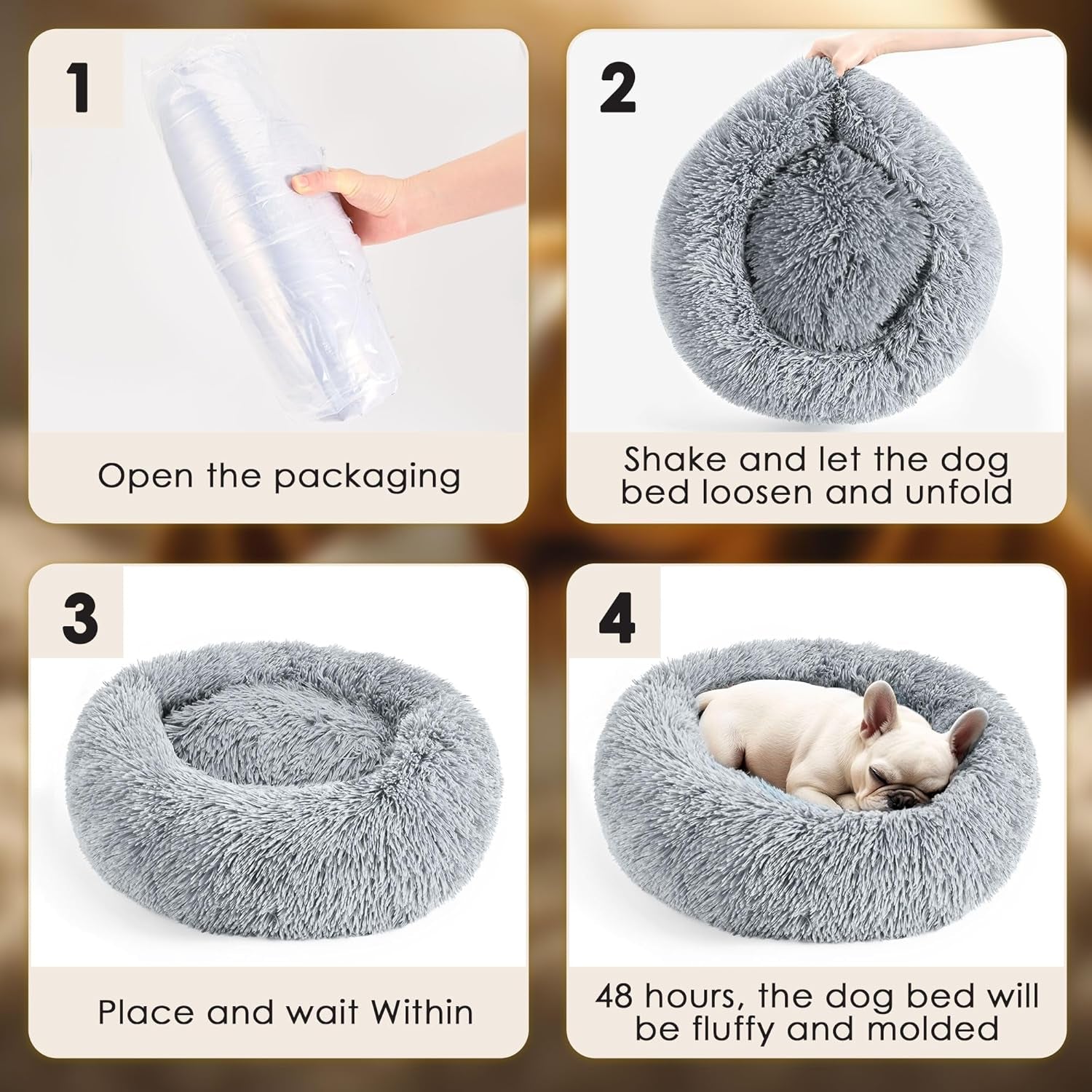 Dog & Cat Bed, 20In Cat Beds for Indoor Cats, Calming Donut Bed for Puppy and Ki