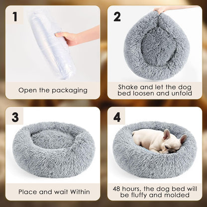 Dog & Cat Bed, 20In Cat Beds for Indoor Cats, Calming Donut Bed for Puppy and Ki