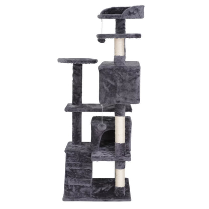 53-In Cat Tree & Condo Scratching Post Tower, Dark Gray