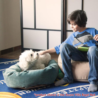 52 Inch Micro Velvet Calming Dog Bed Washable 52X35X11 (Inch) – Cozy Soft round Donut Dog Bed with Spine for Head Support - Pet Bed X- Large – Azure