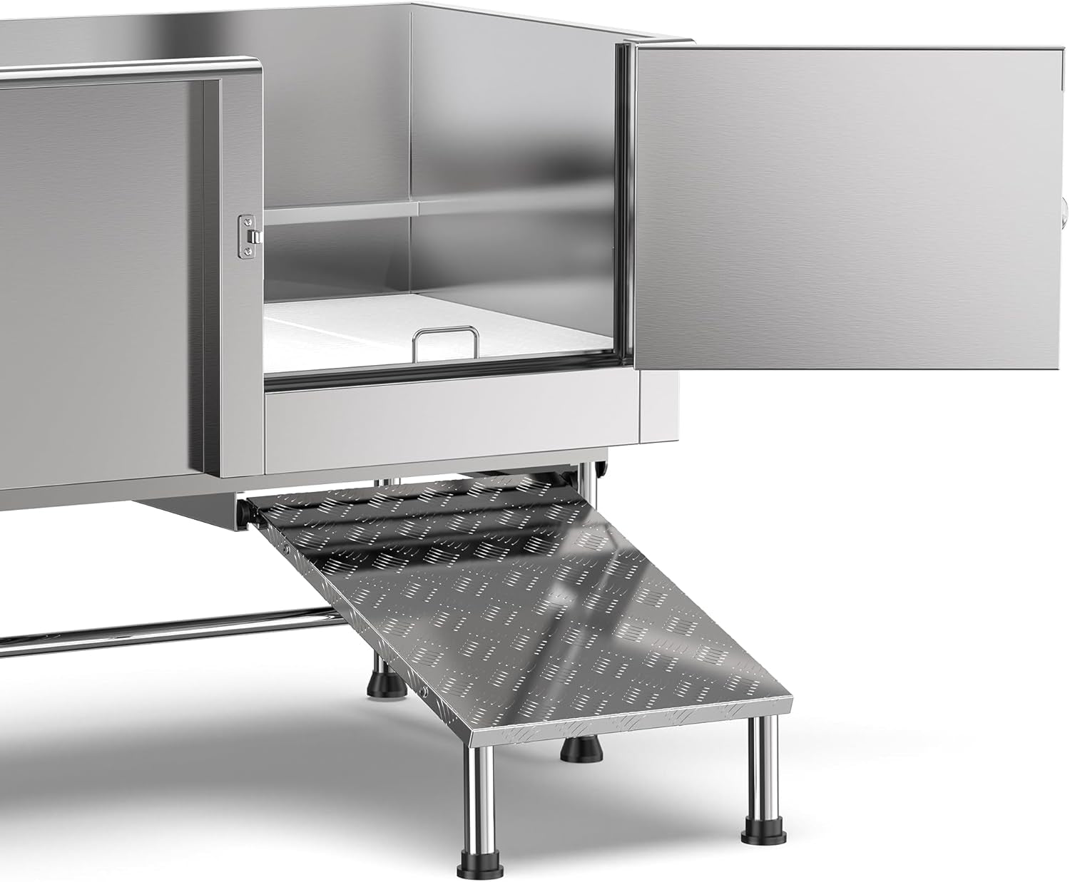 62" Stainless Steel Pet Dog Bath Tub with Faucet (Right Door/Left Drain), 62 X 27 X 58