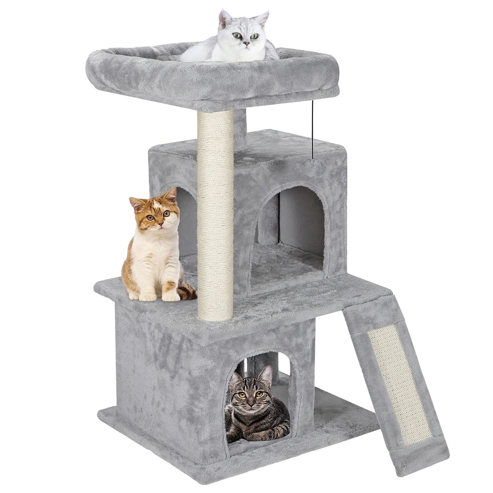 Cat Tree in Gray, Condo Scratcher, Climbing Furniture W/ Scratching Post