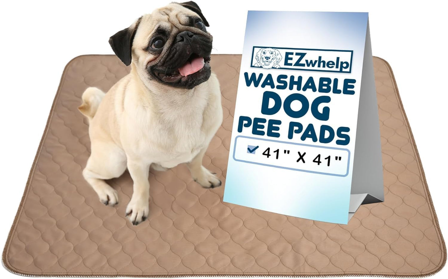 Reusable Dog Pee Pads - Dogs Waterproof Training Pads - Washable & Sanitary - Rounded Corners - Laminated, Lightweight, Durable - Pet Essentials Puppy Training, Whelping - 41"X41" W/ Grommets