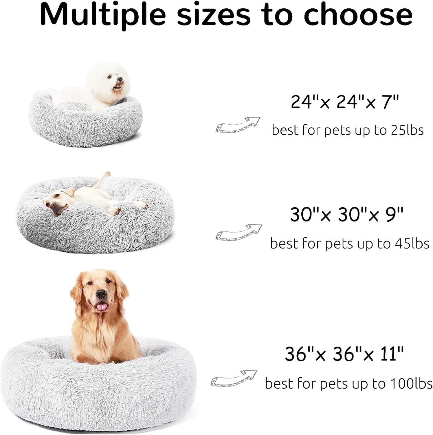 Calming Donut Dog Cuddler, Medium Large Dog Bed, 30''