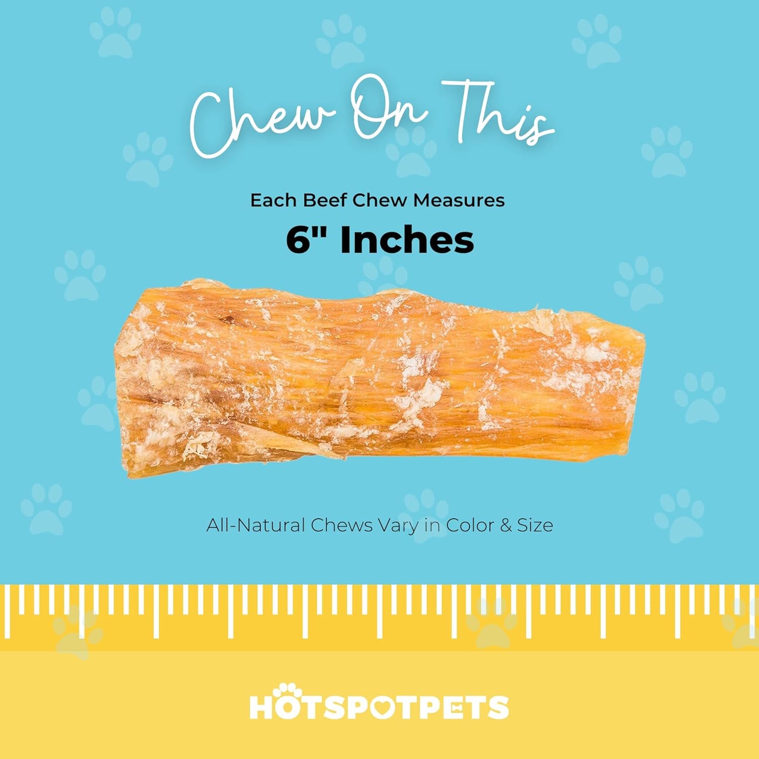 Beef Tendon Chews for Dogs -(10 Pack) 6 Inch All Natural, Free-Range, Grass-Fed Premium Backstrap Tendon Dog Chews Treats