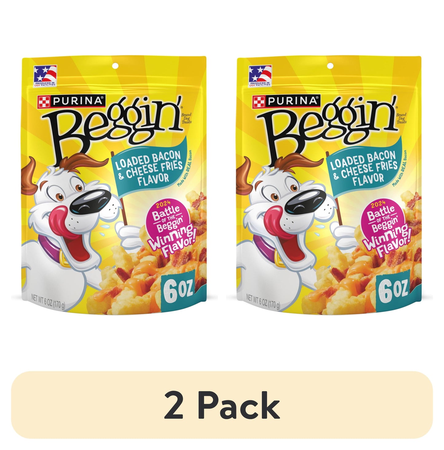 (2 Pack)  Beggin’ Loaded Bacon and Cheese Fries Flavor Treats for Dogs