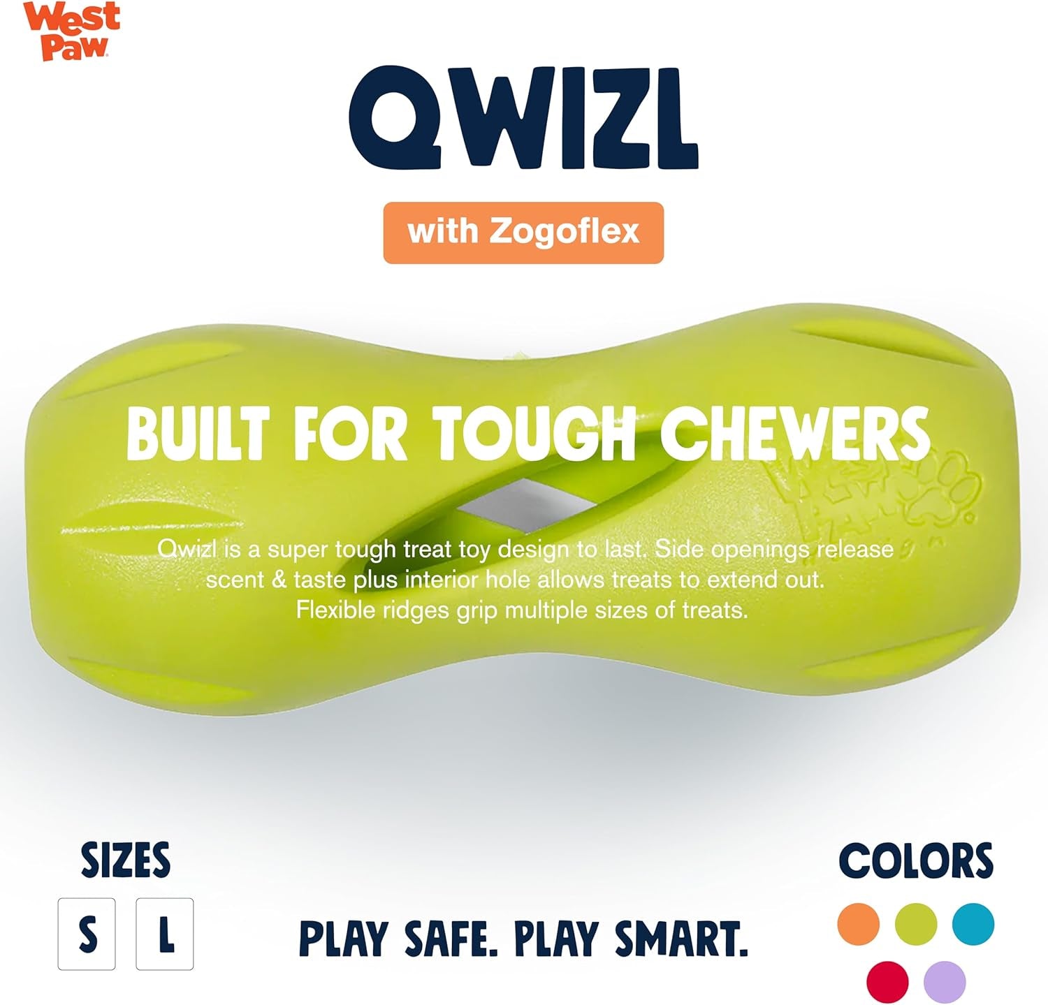 Zogoflex Qwizl Interactive Treat Dispensing Dog Puzzle Treat Toy for Dogs, Granny Smith, Large
