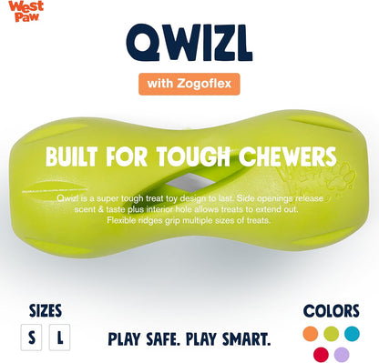 Zogoflex Qwizl Interactive Treat Dispensing Dog Puzzle Treat Toy for Dogs, Granny Smith, Large