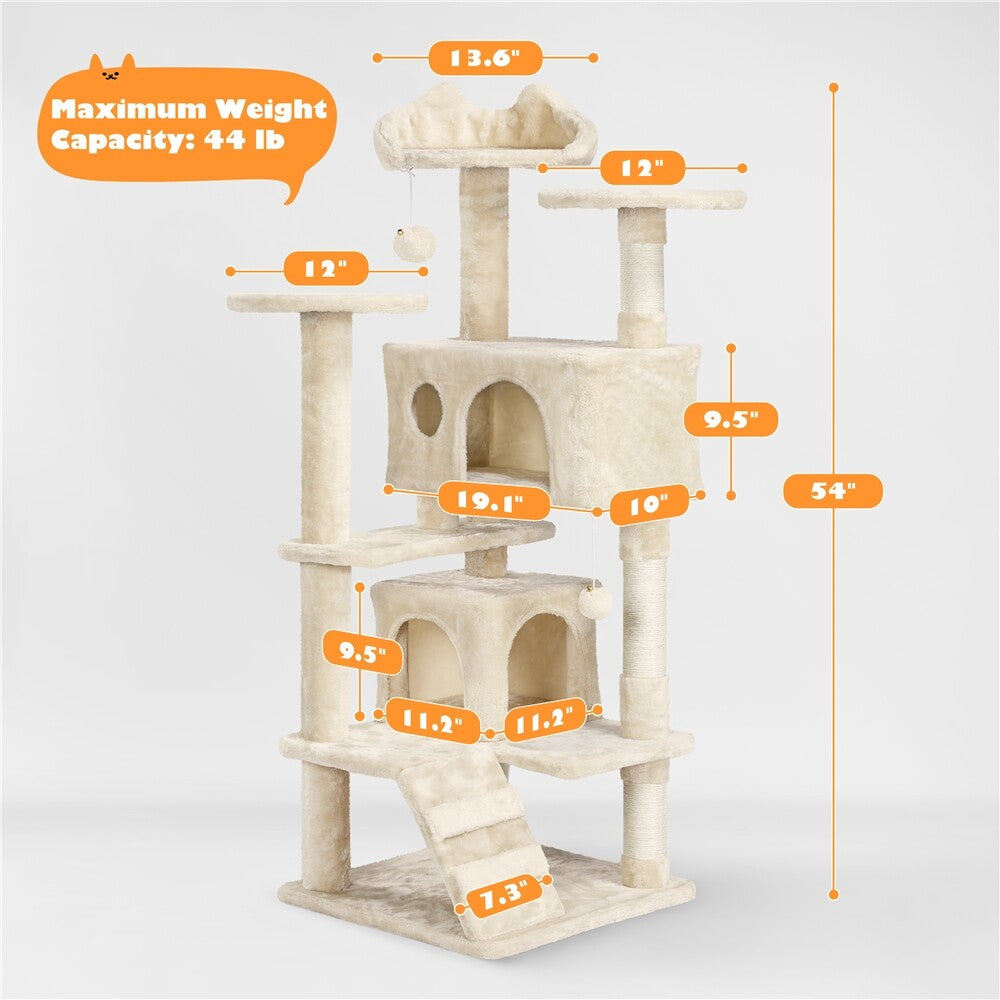 54In Cat Tree Tower Condo with Scratching Post for Kittens Pet House Furniture
