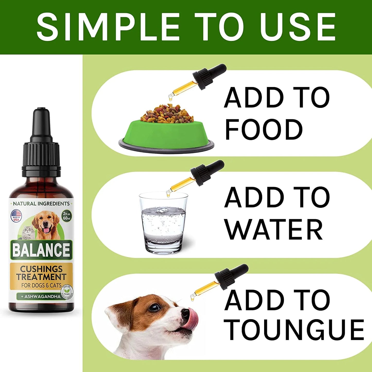 Аdrenal Balance for Dogs and Cats - Cushings Treatment for Pets, Аdrenal Support W/Ashwagandha, Licorice Root, Rhodiola Rosea – Best Cushings Treatment for Dogs - 2Oz Harmony Herbal Drops