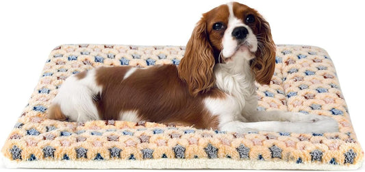 Ultra Soft Pet (Dog/Cat) Bed with Cute Prints | Reversible Fleece Crate Bed Mat | Machine Washable Pet Bed Liner