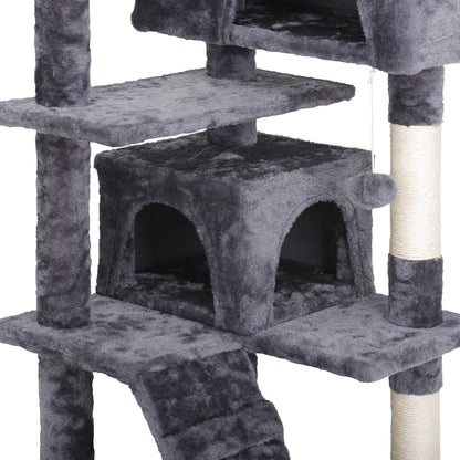 53-In Cat Tree & Condo Scratching Post Tower, Dark Gray