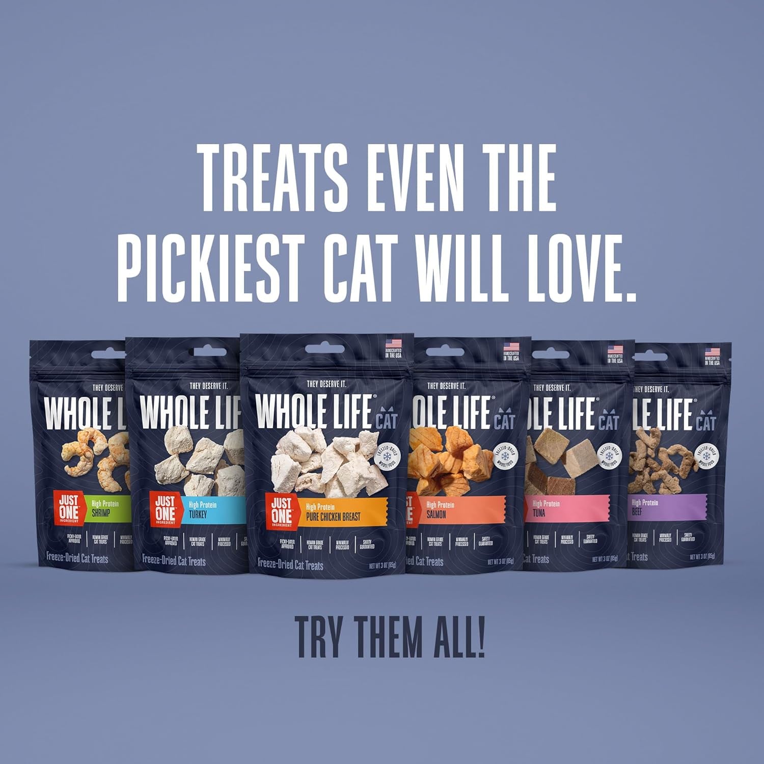 Whole Life Cat Just One Chicken Freeze Dried Cat Treats - Human Grade High Prote