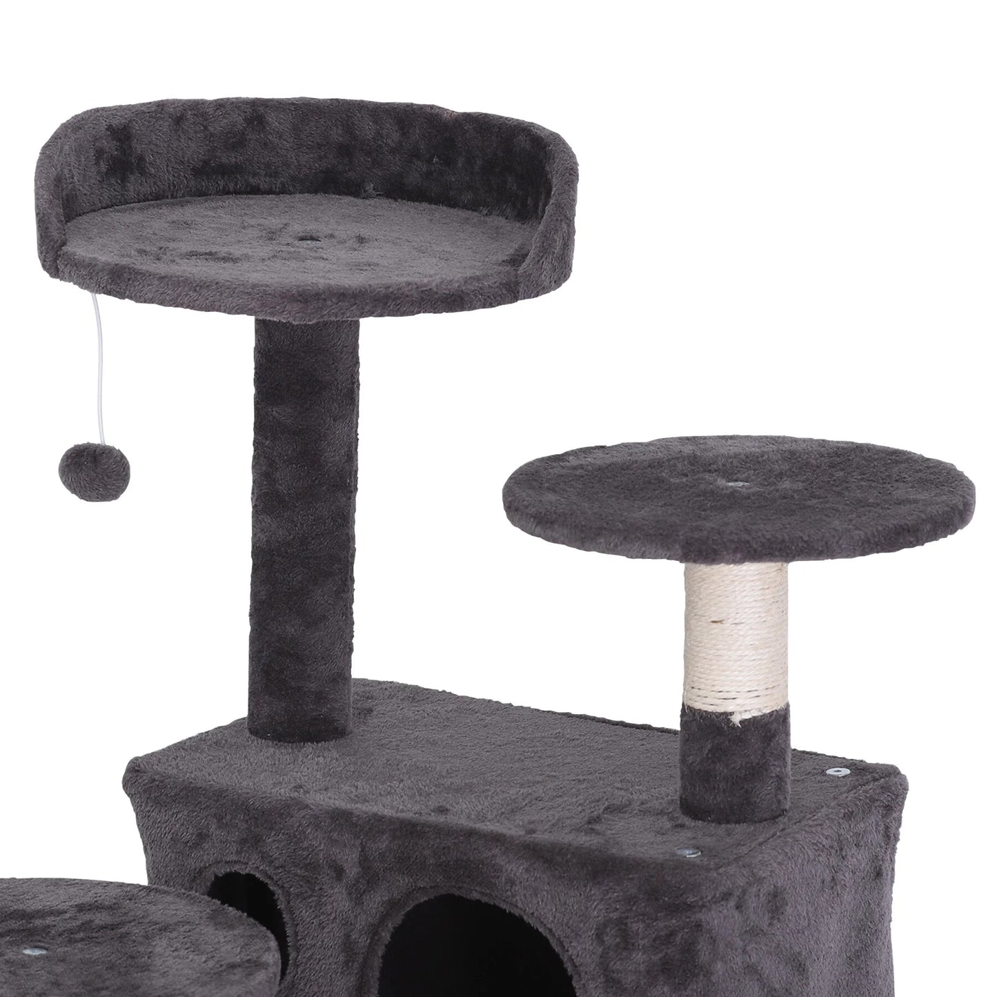 55-In Cat Tree & Condo Scratching Post Tower, Dark Gray