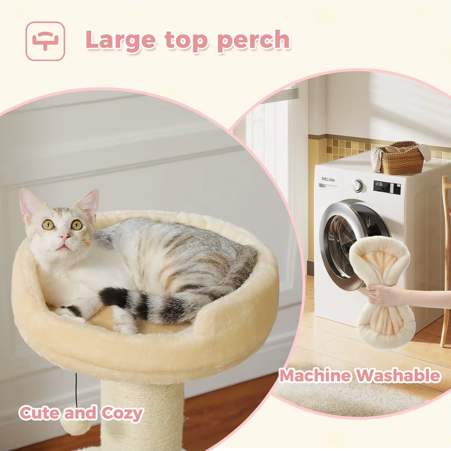 Cat Tree Cat Tower with Super Thick Scratching Post Cat Scratching Post for Large Cats Flower Cat Bed Tall Cat Scratcher Indoor