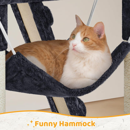 54In Cat Tree Cat Tower as Activity Center, Indoor Cats and Kittens Playing House with Funny Hammock Basket Scratching Post