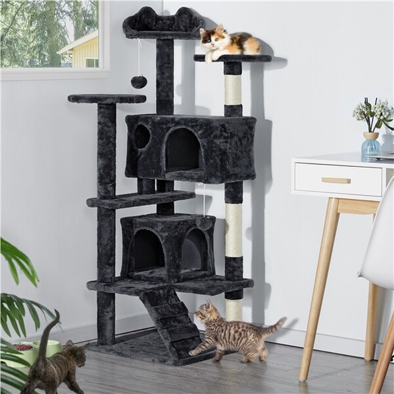 54In Cat Tree Tower Condo with Scratching Post for Kittens Pet House Furniture