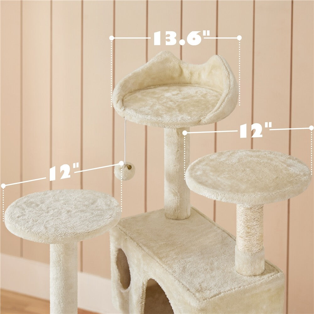 54In Cat Tree Tower Condo with Scratching Post for Kittens Pet House Furniture