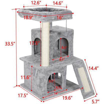 Cat Tree in Gray, Condo Scratcher, Climbing Furniture W/ Scratching Post
