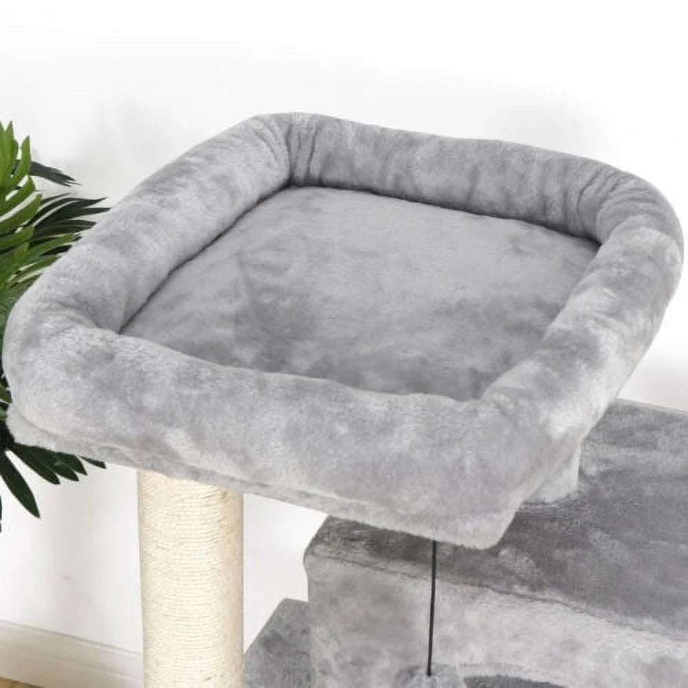 Cat Tree in Gray, Condo Scratcher, Climbing Furniture W/ Scratching Post