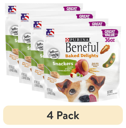 (4 Pack)  Beneful Dog Training Treats for Dogs, Baked Delights Snackers