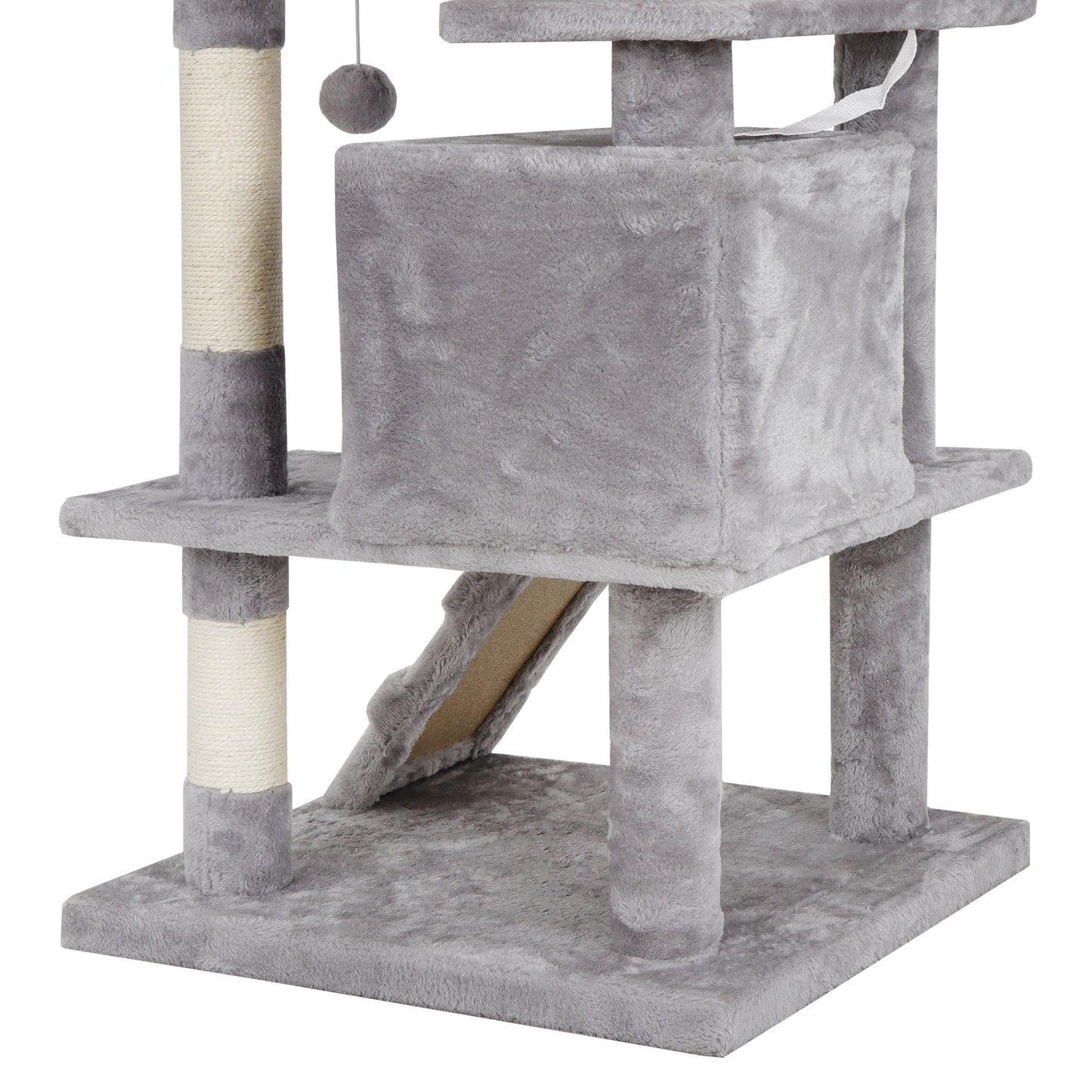 54" Cat Tree Scratching Post Condo Activity Tower Playhouse W/ Cave & Ladders