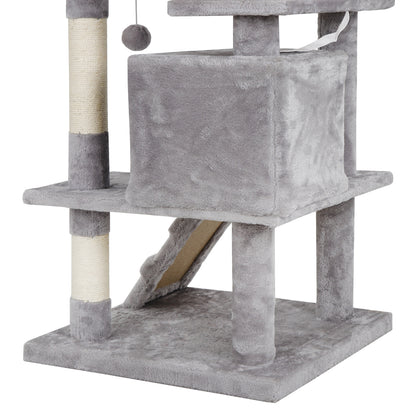 54" Cat Tree Scratching Post Condo Activity Tower Playhouse W/ Cave & Ladders