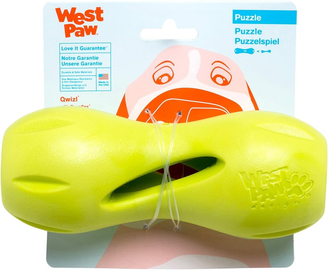 Zogoflex Qwizl Interactive Treat Dispensing Dog Puzzle Treat Toy for Dogs, Granny Smith, Large