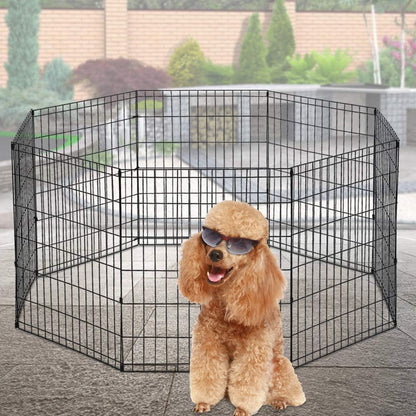 Puppy Playpen Dog Fence Pet Playpen 8 Panel Metal Portable Foldable Indoor Outdoor Pet Exercise Pen Animal Wire Yard Crate Kennel Pets Playpen for Small Medium Large Dogs
