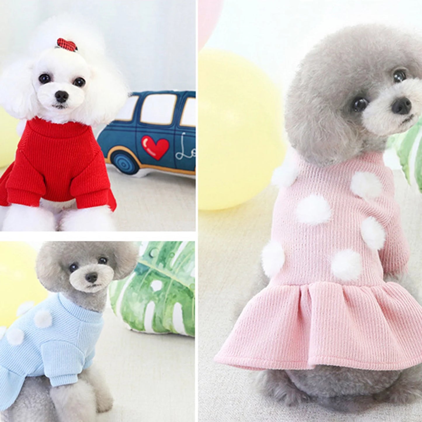 Dog Dresses for Small Dogs Girl for Winter Dog Sweater Pet Puppy Clothes Outfit Apparel Sweatshirt Dog Cats Clothing Fall Warm Coat for Chihuahua Yorkie