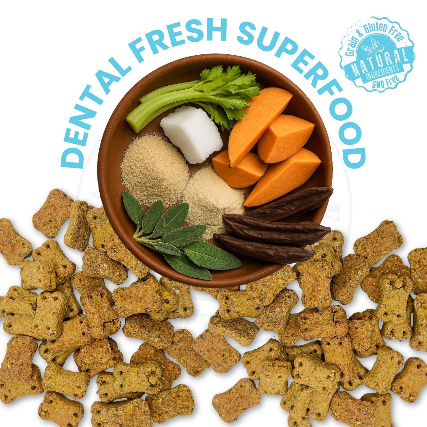 Dog Treats –Immunity, Skin, Dental, Gut Support, Vegan Dog Biscuits 7Oz by FPN