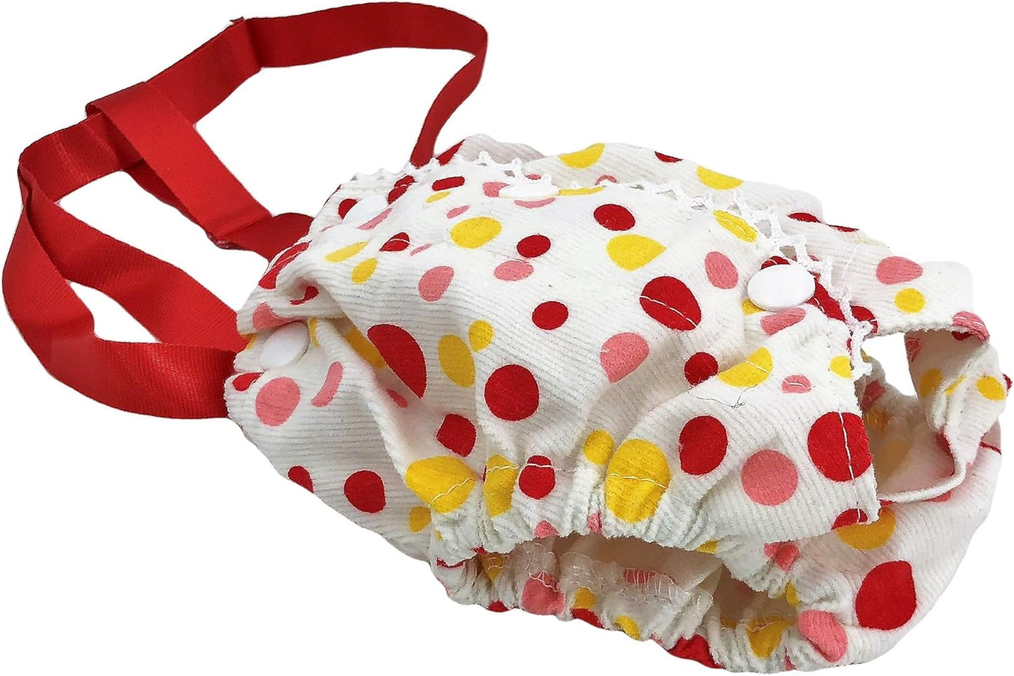 Female Dog Diaper with Suspenders Cotton Reusable Washable for Small Dog Breeds (Pack of 2 Colors, Large: Waist 16" - 18")