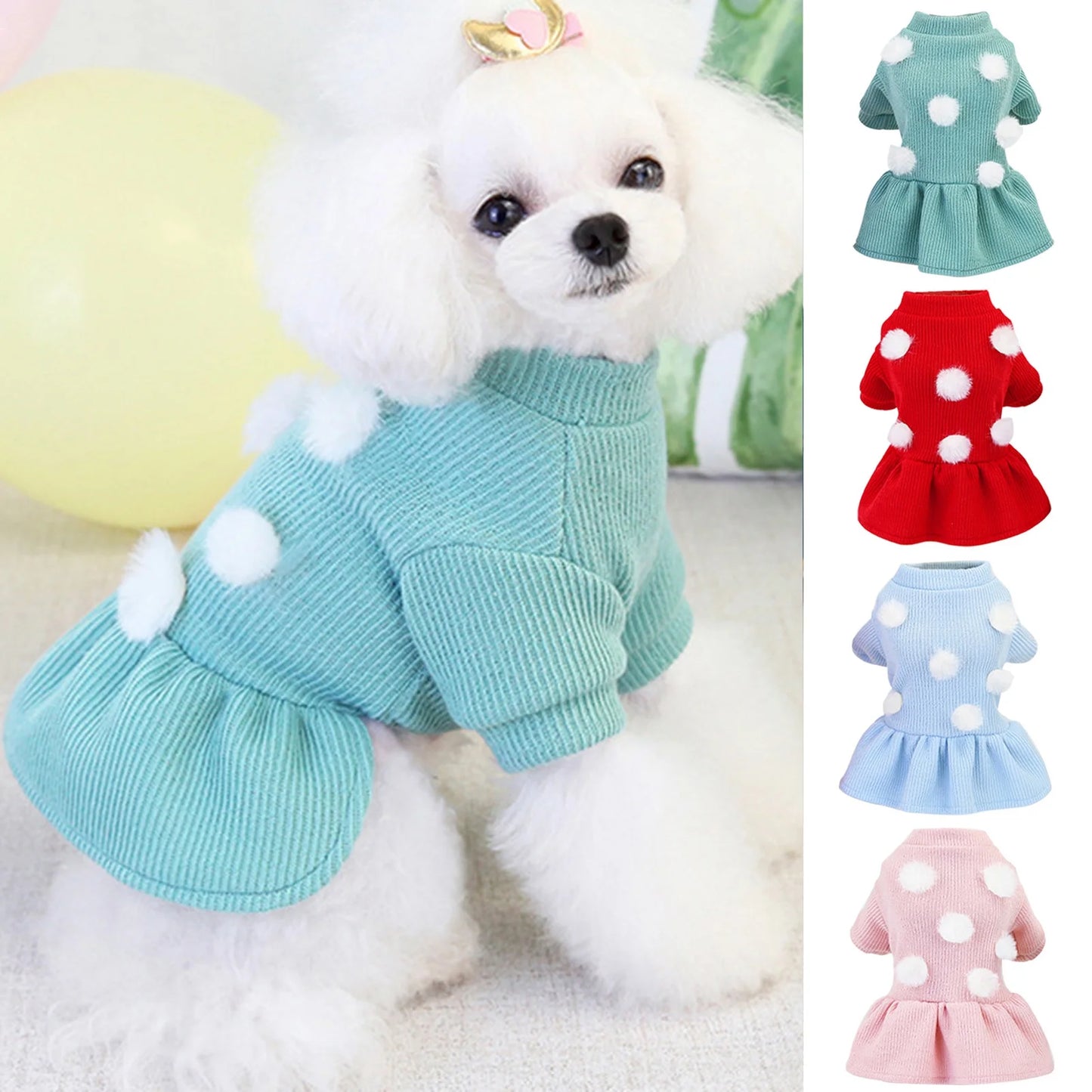 Dog Dresses for Small Dogs Girl for Winter Dog Sweater Pet Puppy Clothes Outfit Apparel Sweatshirt Dog Cats Clothing Fall Warm Coat for Chihuahua Yorkie