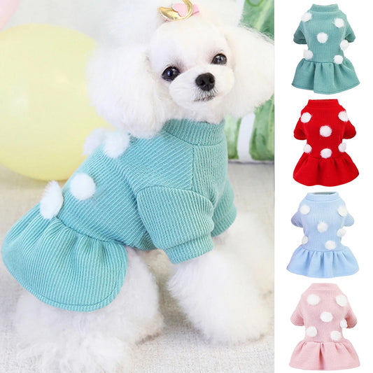 Dog Dresses for Small Dogs Girl for Winter Dog Sweater Pet Puppy Clothes Outfit Apparel Sweatshirt Dog Cats Clothing Fall Warm Coat for Chihuahua Yorkie