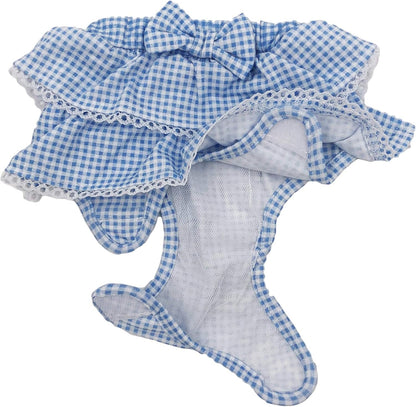 Dog Skirt Diaper Female Sanitary Pant Dress Ruffles Cotton Small Pet Cat (Blue, Medium: Waist 8" - 11")