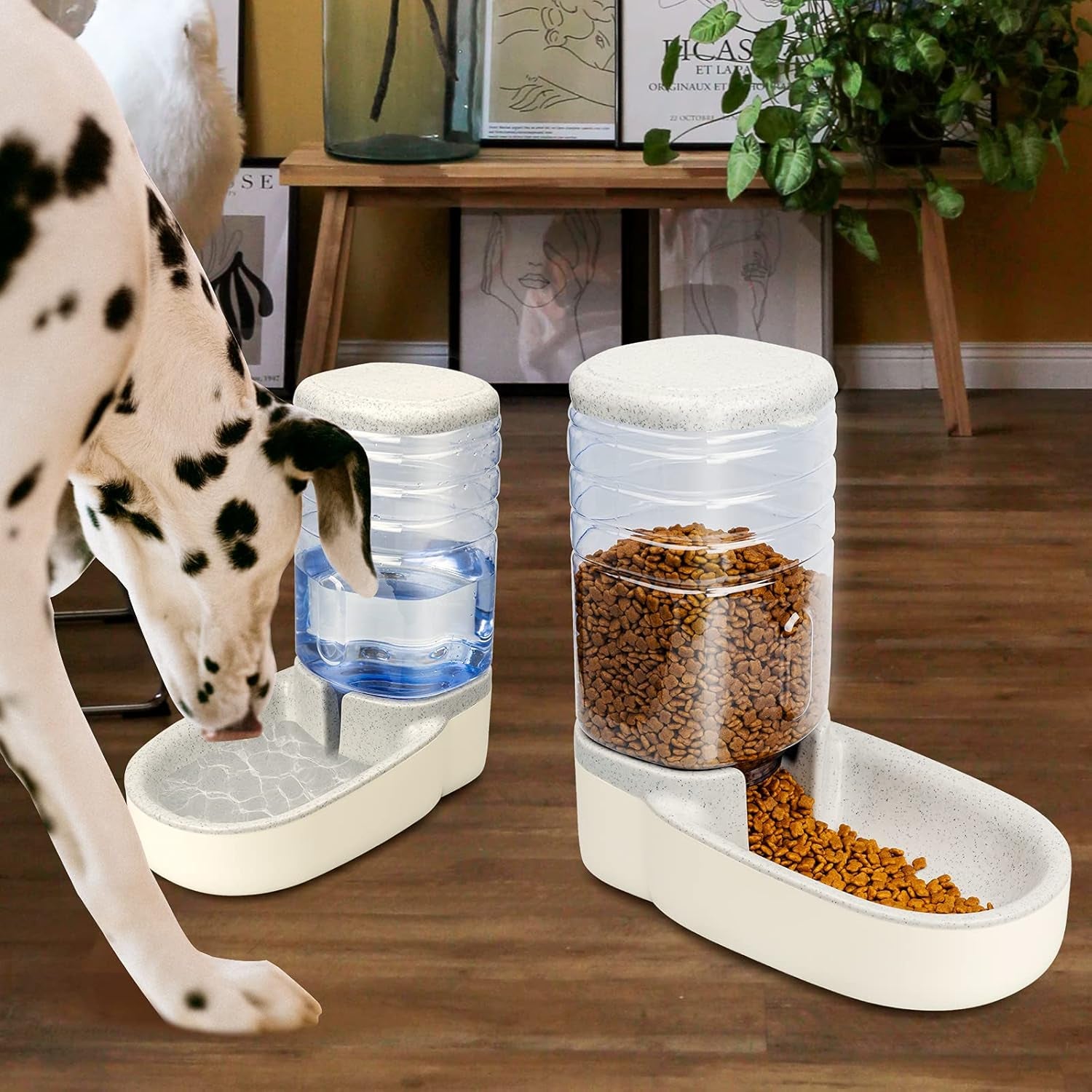 Dogs Water Dispenser Water Bowl for Dogs Automatic Cat Feeder Self Dispensing Pet Waterer Automatic Gravity Dog Cat Waterer Travel Supply Feeder and Water Dispenser for Dogs Cats Pets Animals 1 Gallon X 2