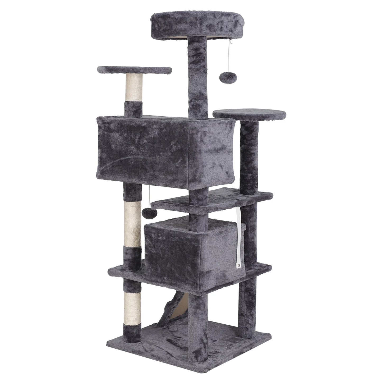 53-In Cat Tree & Condo Scratching Post Tower, Dark Gray