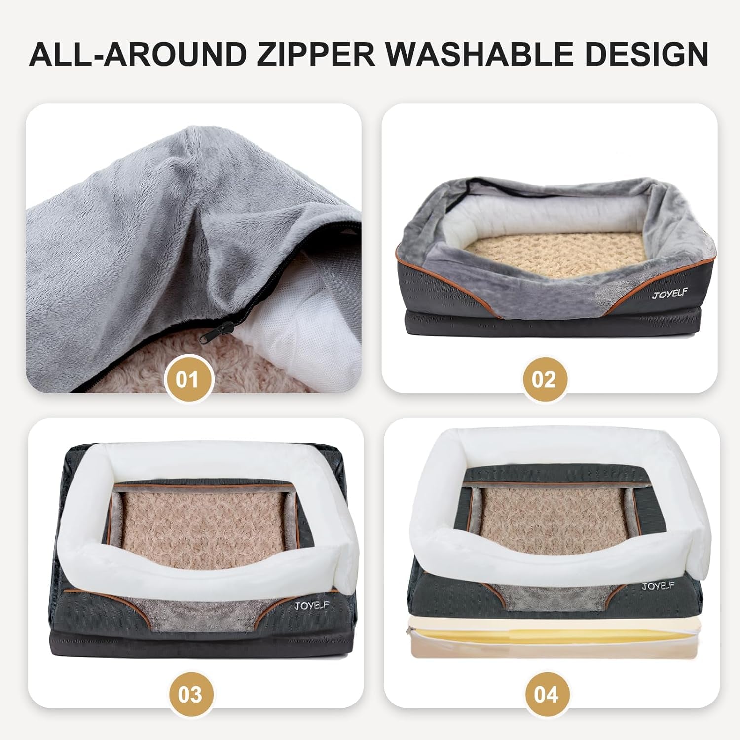 Large Memory Foam Dog Bed, Orthopedic Dog Bed & Sofa with Removable Washable Cover and Squeaker Toy as Gift