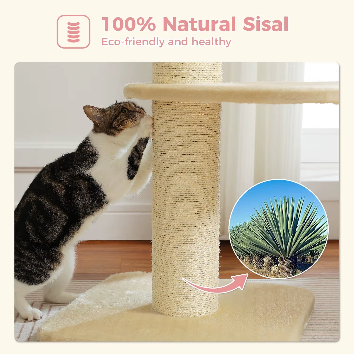 Cat Tree Cat Tower with Super Thick Scratching Post Cat Scratching Post for Large Cats Flower Cat Bed Tall Cat Scratcher Indoor