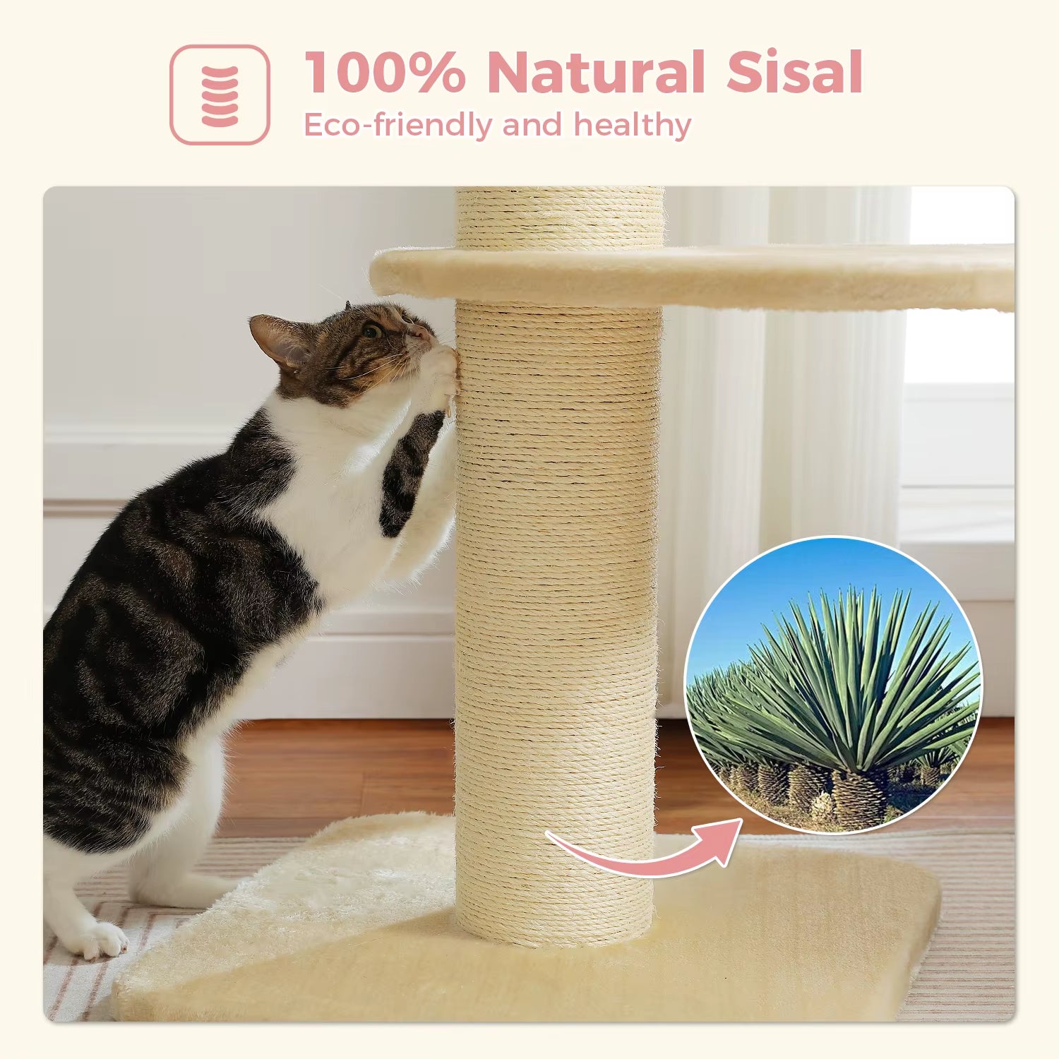 Cat Tree Cat Tower with Super Thick Scratching Post Cat Scratching Post for Large Cats Flower Cat Bed Tall Cat Scratcher Indoor