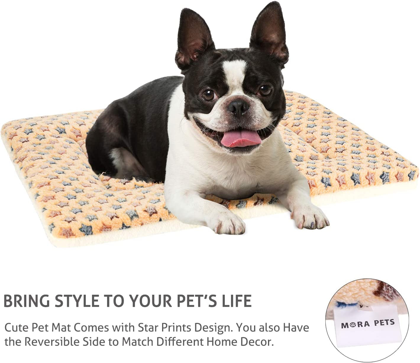 Ultra Soft Pet (Dog/Cat) Bed with Cute Prints | Reversible Fleece Crate Bed Mat | Machine Washable Pet Bed Liner